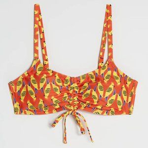 NWT ModCloth The Carmen Bikini Top Orange Yellow M - Retro Birds